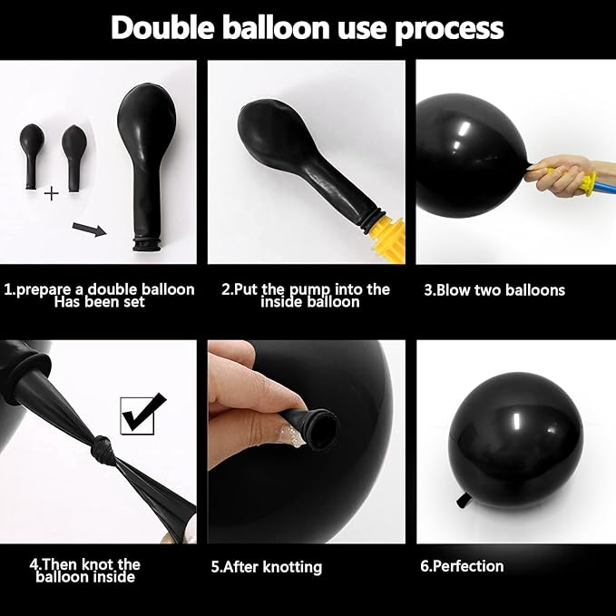Captank Black Balloons Double Stuffed Balloon Garland Arch Kit Latex Different Size 18/12/5 inch for Birthday Graduation Anniversary Holiday New Year Halloween Ridder Star Wars Theme Party Decorations
