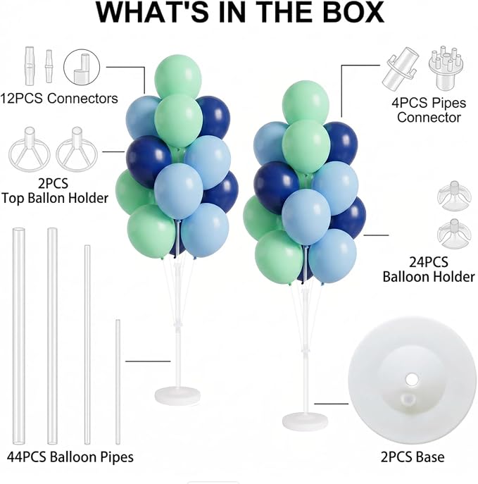 Balloon Column Stand Kit with Balloons, Base and Pole, Balloon Column Kit for Floor or Table Backdrop Decoration for Party Wedding Baby Shower Birthday Graduation (Blue Mint)