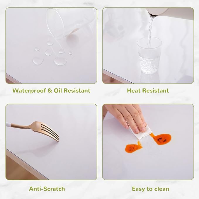 45 Inch Round Clear Table Cover Protector, Clear Round Protector for Dining Room Table, 1.5mm Thick Waterproof Round Plastic Vinyl Table Pad
