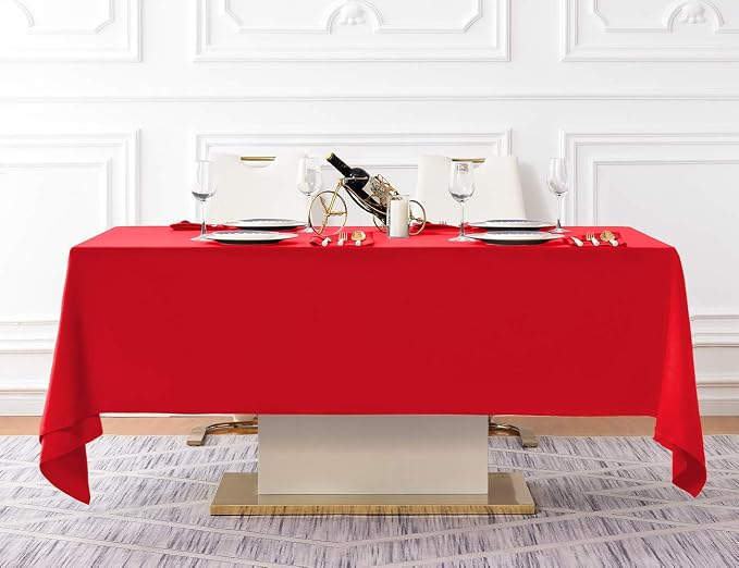 Surmente Red Christmas Tablecloth 60 x 102-inch Rectangular Polyester Table Cloth for Weddings, Banquets, or Restaurants