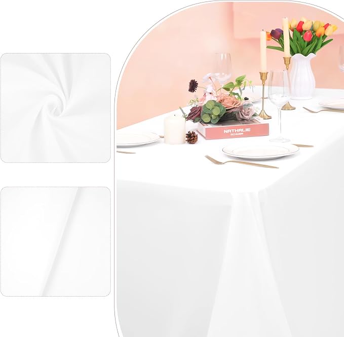 12 Pack White Tablecloth 90x132 Inch Rectangular Table Cover | Wrinkle Resistant, Machine Washable Reusable, Wedding, Banquet, Restaurant, Party, Baby Shower,Indoor Outdoor Events
