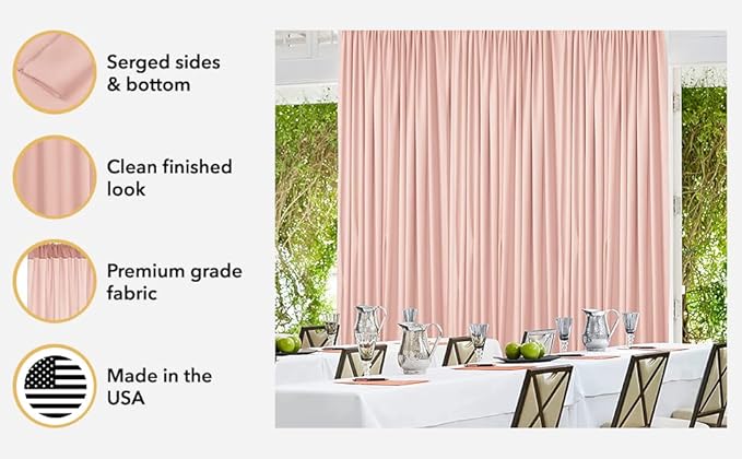 AK TRADING CO. 10 feet x 8 feet IFR Polyester Backdrop Drapes Curtains Panels with Rod Pockets - Wedding Ceremony Party Home Window Decorations - Rust