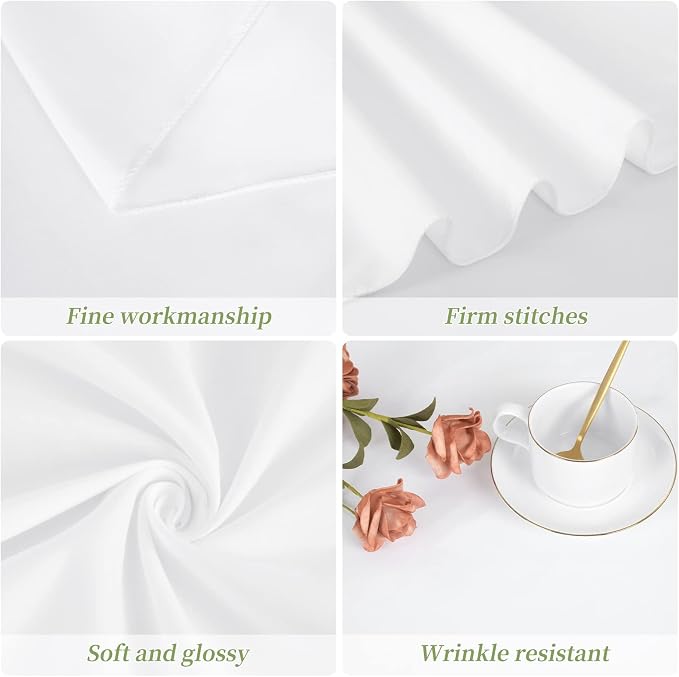 4 Pack White Tablecloths for 8ft Rectangle Tables 90 x 156 Inch - Polyester Table Cover Stain and Wrinkle Resistant Washable Fabric Table Clothes for Wedding Party Banquet Reception Restaurant