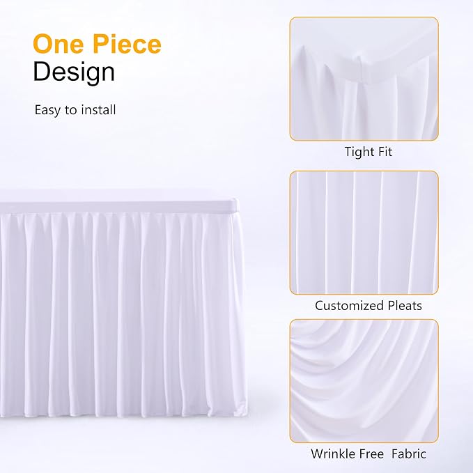 Wish Care 2 Pack White Square Table Clothes for 34 x 34 inch Tables, Polyester Fitted Tablecloths Stretch Table Cover for Wedding, Birthday, Parties, Trade Show, Craft Show