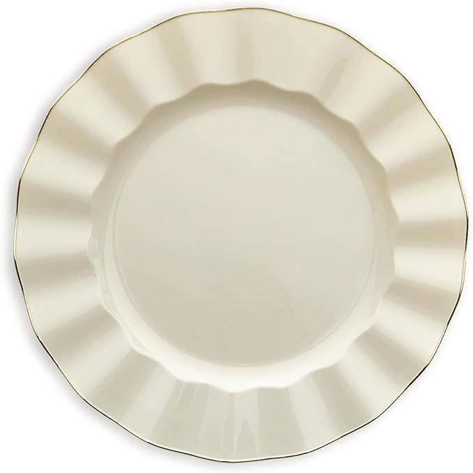 " OCCASIONS " 60 Plates Pack (30 Guests)-Heavyweight Wedding Party Disposable Plastic Plate Set -30 x 10.25'' Dinner + 30 x 7.5'' Salad/dessert plates (Bloom Ivory & Gold)