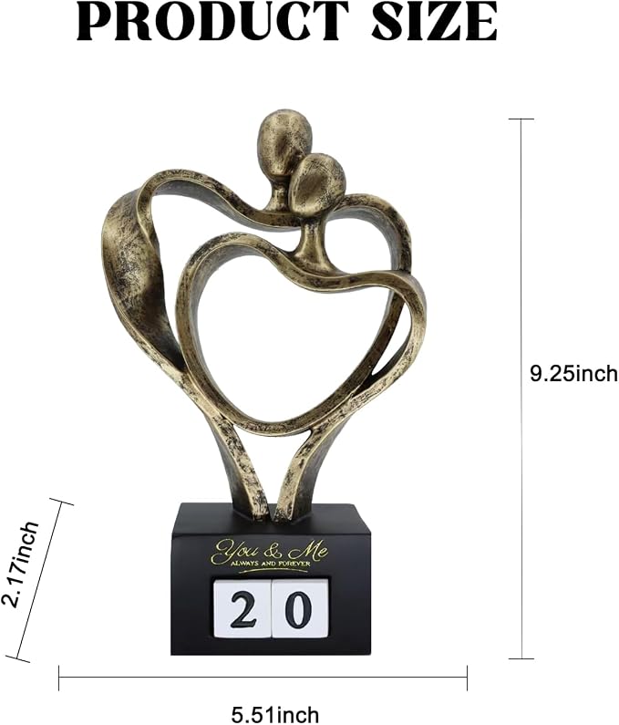 for Women Couple, 01-98 Years Bronze Couple Statue | Romantic Wedding Gifts for Couples, Abstract Resin Embracing Sculpture Home Decor for Shelf Bedroom