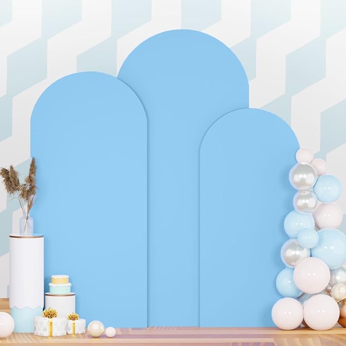 Wedding Arch Cover Set of 3 Spandex Fitted Arch Covers Stretchy Backdrop Chiara Backdrop Stand Cover 4ft 5ft 6ft Balloon Arch Cover Light Blue Arch Frame Cover for Baby Shower Birthday Party Decor