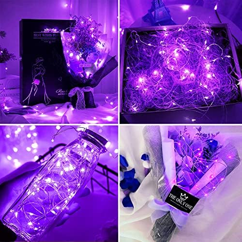 Battery Operated LED UV Black Lights, 33FT 100 Units 2835 LED UV Lamp Beads 8 Modes Flexible Blacklight Fixtures Fairy String Lights with Remote for Fluorescent Party Stage Body Paint Halloween Décor