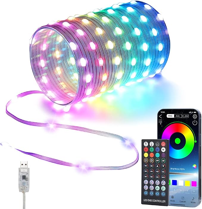 33ft Color Changing Christmas String Lights, 100 LED Twinkle Fairy Lights String Waterproof with 200+ Scene Modes, Smart App & Remote for Indoor Outdoor Christmas Tree Bedroom Patio Decor