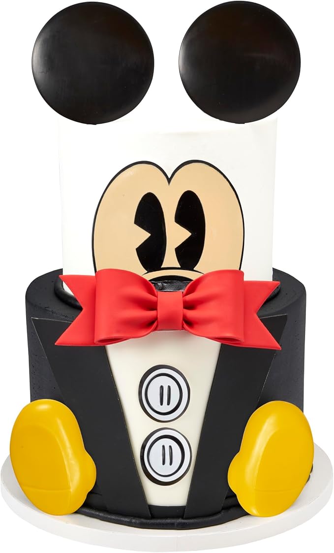 DecoSet® Disney Mickey Mouse Cake Topper, 7-Piece Topper Set with Ears, Eyes, Buttons and Shoes, Made of Food-Safe Plastic