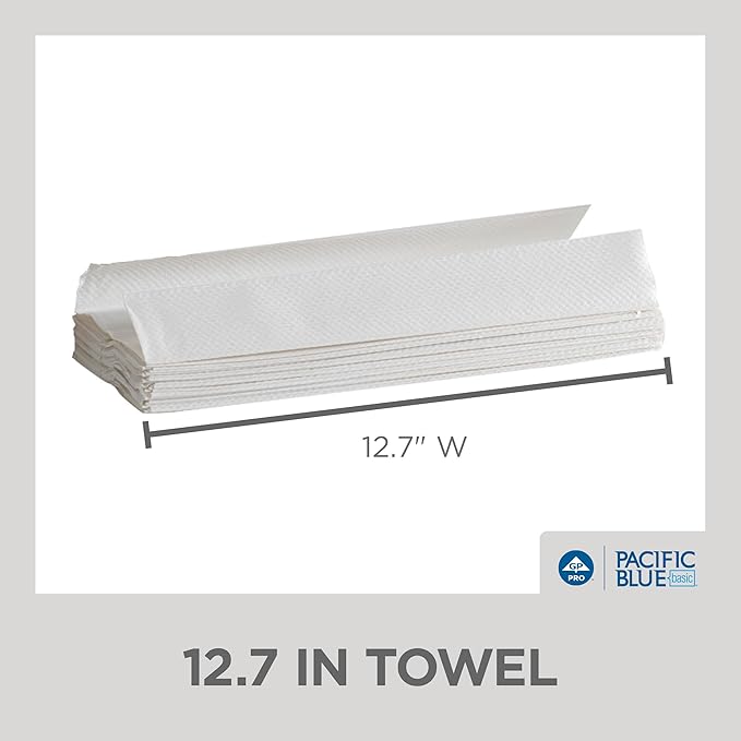 Pacific Blue Basic‚ C-Fold Paper Towels by GP PRO, White, 20603, 240 Towels per Pack, 10 Packs