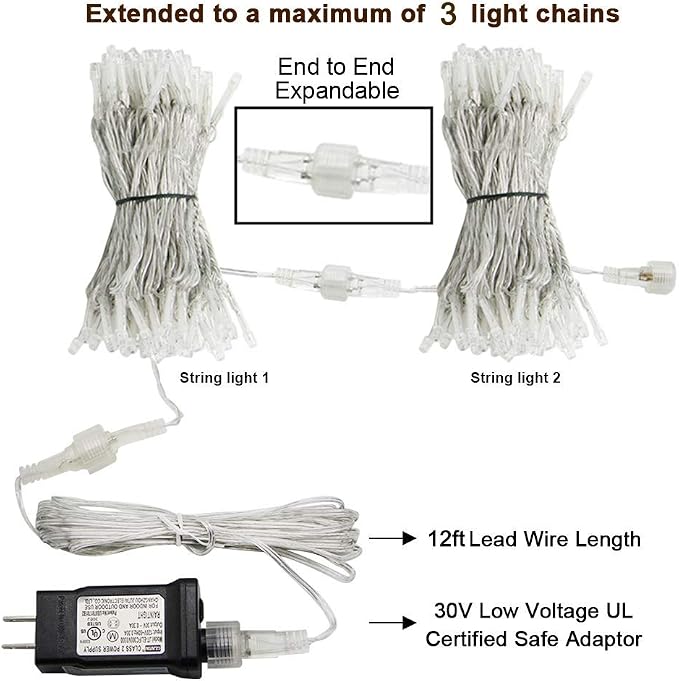 HEYFUNi 304 LED Curtain Lights Outdoor, 9.8Ft*9.8Ft Hanging String Lights Plug in with 8 Modes, Connectable Curtain Fairy Lights for Bedroom, Dorm, Christmas, Wall, Backdrop, Wedding Decor, Warm White