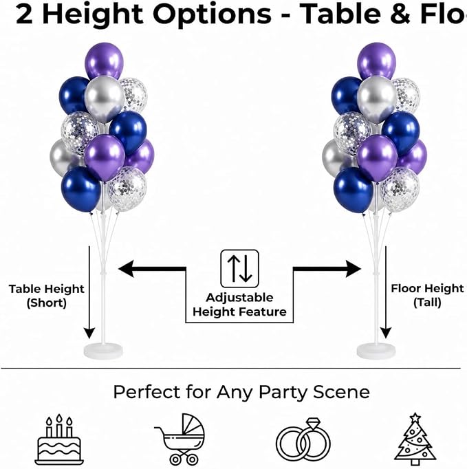 Balloon Column Stand Kit with Balloons, Base and Pole, Balloon Column Kit for Floor or Table Backdrop Decoration for Party Wedding Baby Shower Birthday Graduation (Midnight Purple Blue)