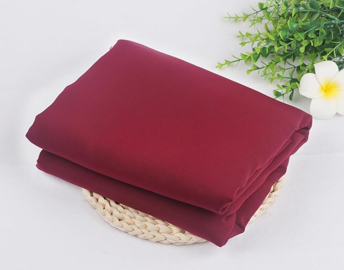 YYCRAFT Chiffon Fabric by The Yard 59" Wide 5 Yards, Dark Red