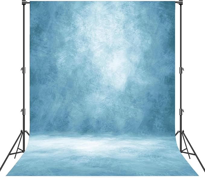 Abstract Professional Photography Backdrop for Portrait Photo Props Booth Background Photoshoot Studio with Polyester Fabric Roller Pocket on Top (8x14ft,Light Blue,No Stand)