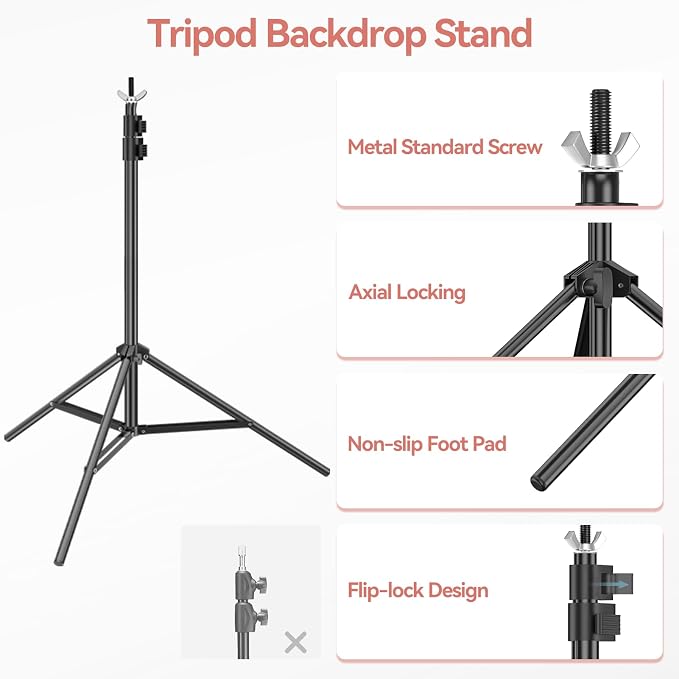 7 x 10 FT Photo Video Studio Backdrop Stand Kit, Photography Background Support System with 6.5 x 10FT Black, White Backdrop, Clamps, Sandbags and Carry Bag for Photoshoot, Portrait