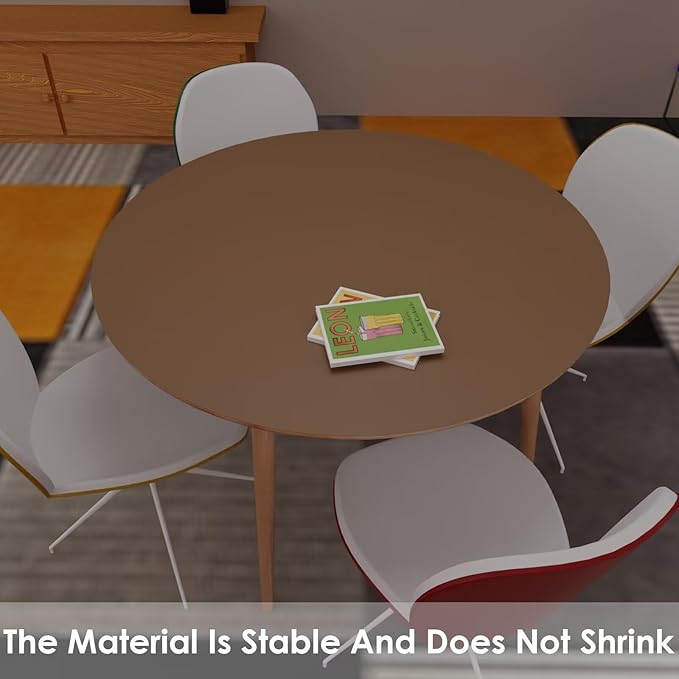 Round Table Cover Protector - Can Be Used On Both Sides Waterproof and Easy to Clean Good Flatness Used for Dining Table(Mud Color+Champagne Gold Dia.41Inch)
