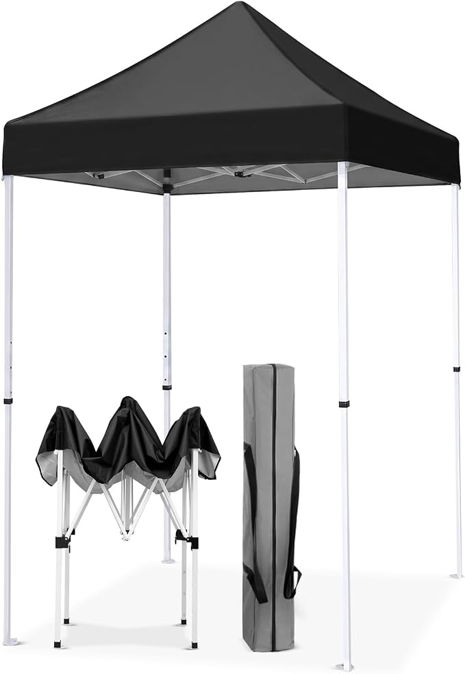 EAGLE PEAK 5x5 Pop Up Canopy Tent Instant Outdoor Canopy Easy Set-up Straight Leg Folding Shelter, Black
