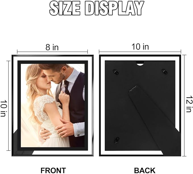 HIKWADERY 8x10 Picture Frames Black - Set of 2, HD Real Glass 8 by 10 Photo Frame for Tabletop Display, Wedding Birthday Mothers Day Gifts (8 x 10, Black)