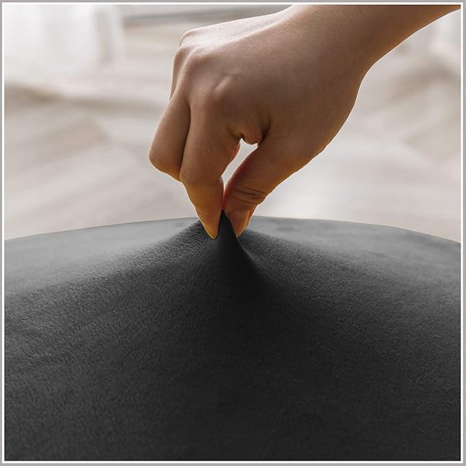 Velvet Plush XL Dining Chair Covers, Stretch Chair Slipcover, Spandex High Chairs Protector Covers Seat Slipcover with Elastic Band for Dining Room,Wedding, Ceremony, Banquet (Dark Grey, Set of 2)
