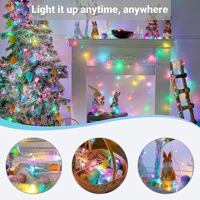 LAMPHOME 165FT 500 LED Colourful String Lights, 16 Modes Timer Clear Wire Fairy Lights, Waterproof Connectable Plug in Twinkle Lights for Indoor Outdoor Easter, Christmas, Wedding Party Decorations