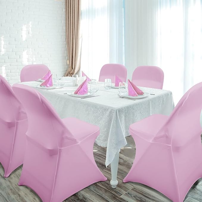 Babenest Spandex Folding Chair Covers - 30PCS Upgraded Universal Stretch Washable Fitted Chair Slipcovers Protector for Wedding, Holidays, Banquet, Party, Celebration (Pink)