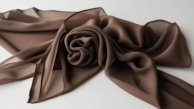New Star Fabrics Chiffon Fabric, Continuous 60" Wide (30ft) Sheer Material, 100% Soft Polyester, Ideal for Wedding, Party, Event Decor, Draping, and Dresses (Brown, 3 Yards)