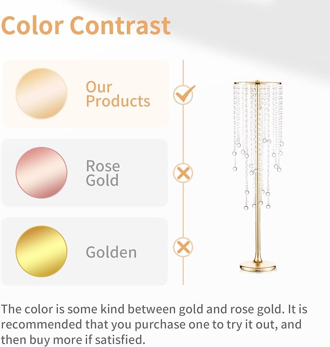 NUPTIO Gold Vases for Weddings - 10 Pcs 29.5in Tall Crystal Flower Stand Centerpieces