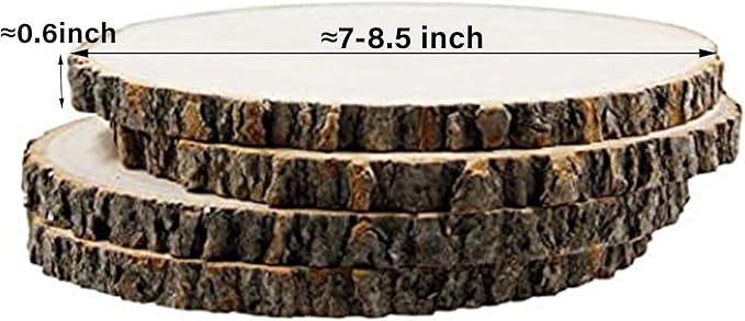 Prsildan 4 Pcs Large Natural Wood Slices, 7-8.5 Inches Unfinished Wood Centerpieces for Tables, DIY Round Wooden Circle Sign Crafts for Wedding Party Décor