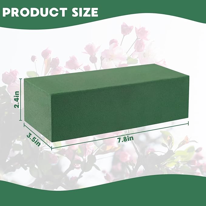 Prashent 18 Pcs Floral Foam Blocks, Green Wet Dry Flower Foam for Fresh & Artificial Flower Arrangements, DIY Craft Supplies for Centerpieces, Bouquets, Wedding & Home Décor (7.8” x 3.5” x 2.4”)