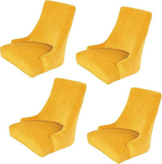 rismart Wingback Dining Chair Cover Stretch Removable Spandex Seat Slipcovers,Yellow_a 4 PCS
