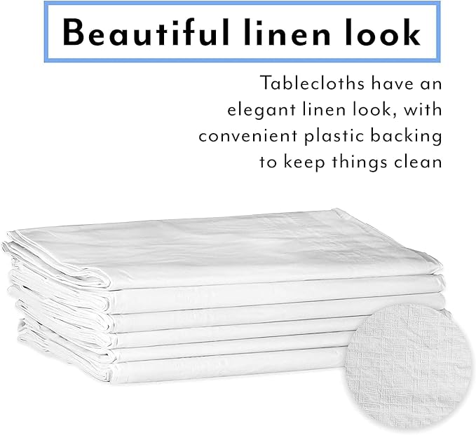 Upper Midland Products 82’ Round Paper Tablecloths with Plastic Backing - 24-Pack, Elegant, All-Season, Great for Weddings and Formal Events