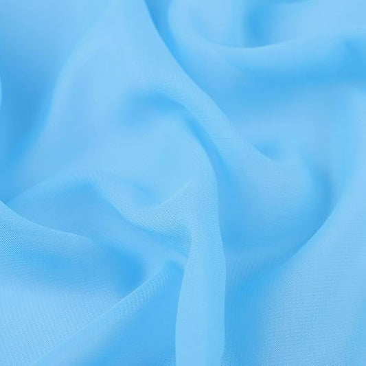 YYCRAFT Chiffon Fabric by The Yard 59" Wide 5 Yards, Aqua
