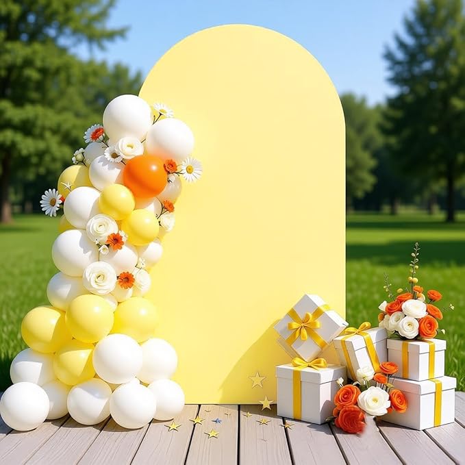 Yellow 6FT Arch Backdrop Cover, Yellow Chiara Backdrop Cover, Background Stand Covers, Arch Stand Covers for Birthday Wedding Party Decoration