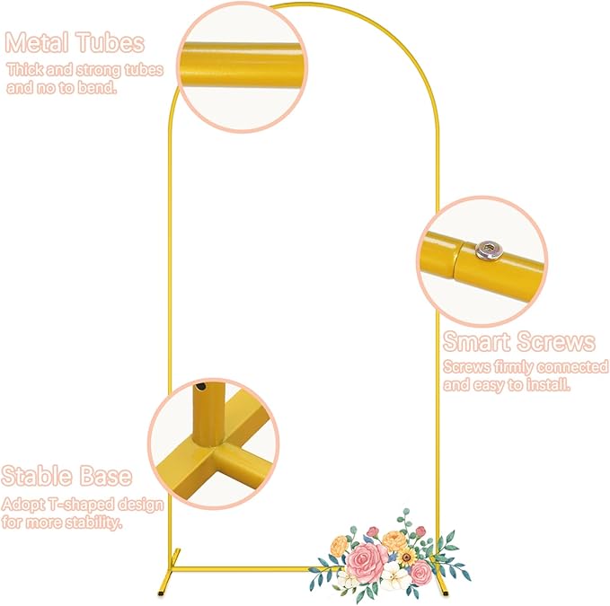 Backdrop Arch Stand with Cover 7.2FT Wedding Arch Stand and Brown Arch Cover Set Metal Arched Frame Stands Balloon Arch Backdrop Stands Covers for Birthday Party Bridal Shower Ceremony Banquet Decor