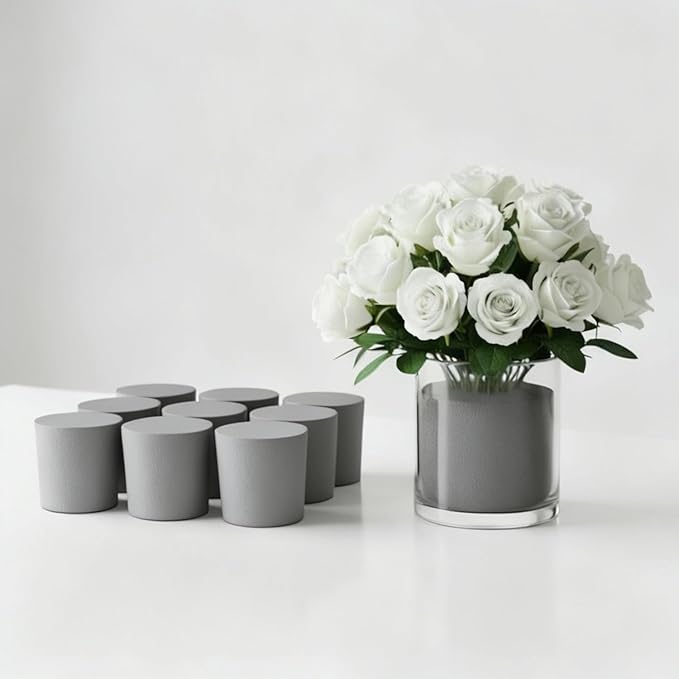 XCEL Florist Foam Floral Foam Blocks - Reusable, Weather Resistant Styrofoam for Artificial Flowers (Gray 3" Round x 3" Thick - 10 Pack)