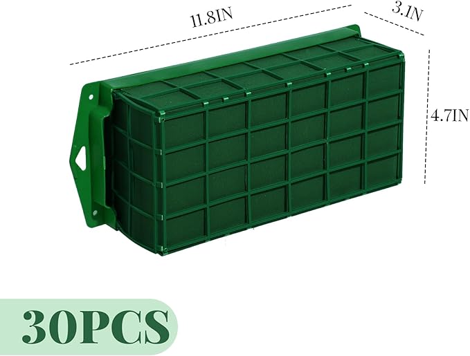 Boao 12 Pieces Floral Foam Cage Holder with Floral Foam for Fresh Flowers Cage Bowl for Table Centerpiece Flower Arrangement, Rectangle, 11.8 x 4.7 x 3.1 Inch
