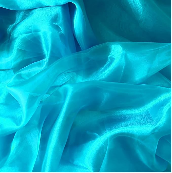 MDS Pack of 30 Yard Sheer Organza Fabric for Wedding Party Home Event Banquet Decorations, Backdrop Curtain Craft Dress Sewing Fashion DIY Crystal Organza Tulle Fabric Bolt 44” Wide - Turquoise