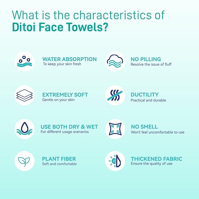 Face Towels, 10"×12" Disposable Face Towel, Face Towelettes XL, Ultra Soft Makeup Remover Dry Wipes, Thick Face Towel for Cleansing, 200 Count (4 Pack)
