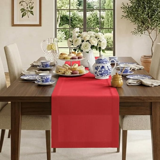 Classic Linen™ by D'Moksha Racing Red Table Runner 36 Inches, 100% Pure Linen, Coffee Table Runner, 14 x 36 Inch for Dresser Tables- Mothers Day, Spring, Summer
