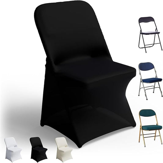 30 PCS Black Folding Chair Covers for Party Spandex Stretch Chair Cover Durable, Washable Slipcovers, Universal Fit for Weddings, Dining, Events Decor