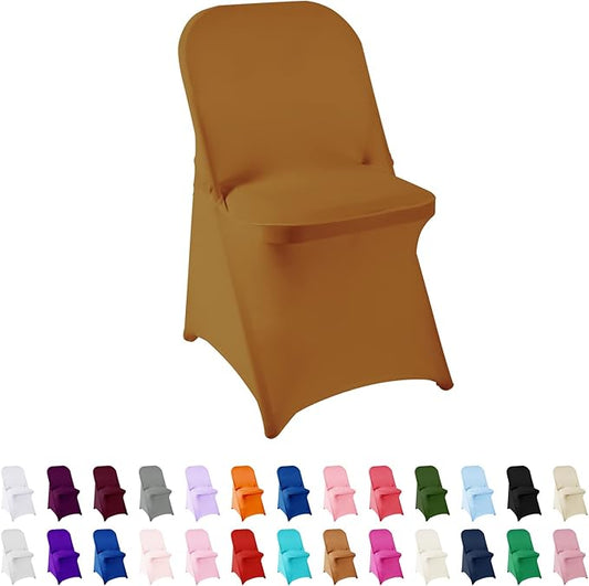 Spandex Chair Cover,25PCS,Living Room Folding Chair Covers,Removable Chair Covers Washable Protector Stretch Chair Cover for Party, Banquet,Wedding Event,Hotel(Gold)