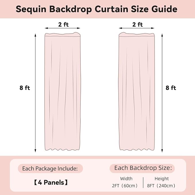 Sugargirl Mermaid Lavender Sequin Backdrop Curtain 4 Panels 2FTx8FT Glitter Mermaid Lavender Background Drapes Sparkle Photography Backdrop for Party Wedding Birthday Wall Decoration