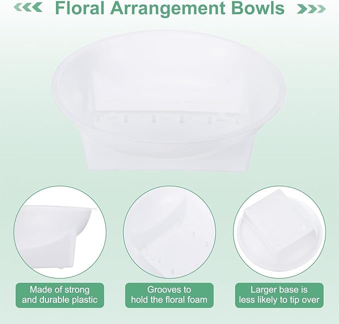 M METERXITY 18-Pack Floral Foam Round Bowls, 6.3 Inch Round Arrangements DIY Floral Bowls, Flower Arrangements Round Floral Supplies for Holiday/Wedding/Party/Birthday Decor [White]