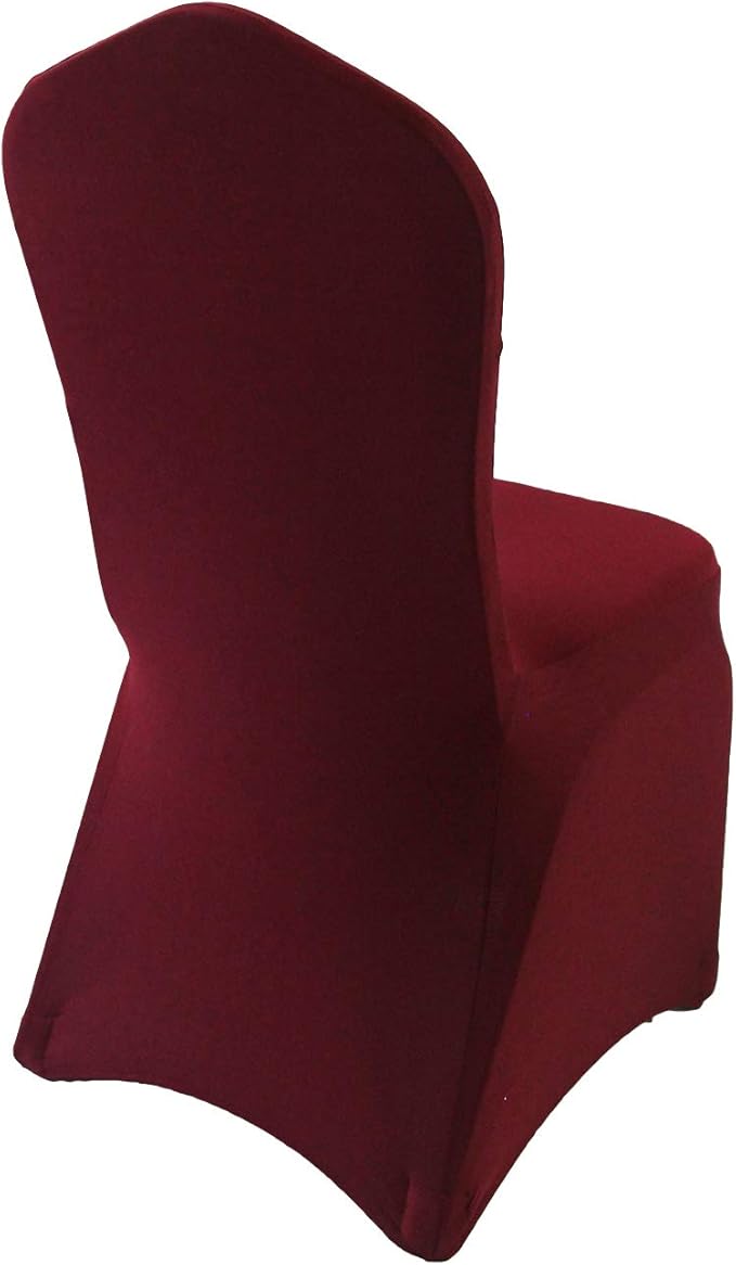 WELMATCH Burgundy Stretch Spandex Chair Covers - 50 PCS Wedding Events Party Universal Dining Decoration Scuba Elastic Chair Covers Good (Burgundy, 50)