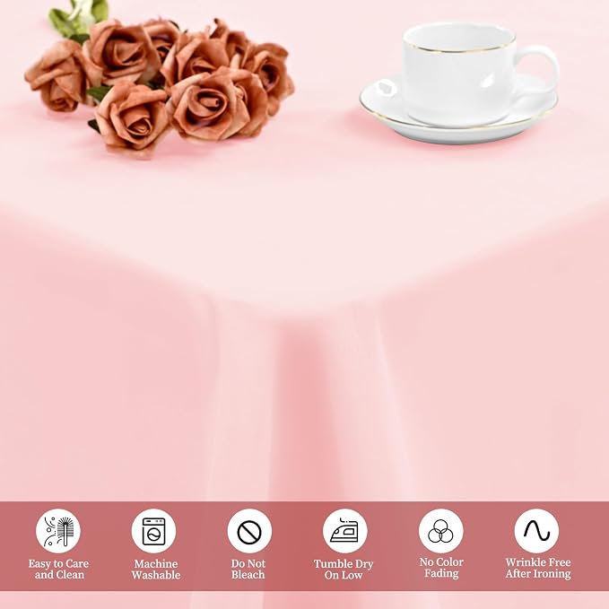 12 Pack Pink Tablecloths for Rectangle Tables 60 x 102 Inch Pink Polyester Tablecloth 6 Foot Rectangle Table Cloth Washable Fabric Table Cover for Party Wedding Banquet Restaurant Events
