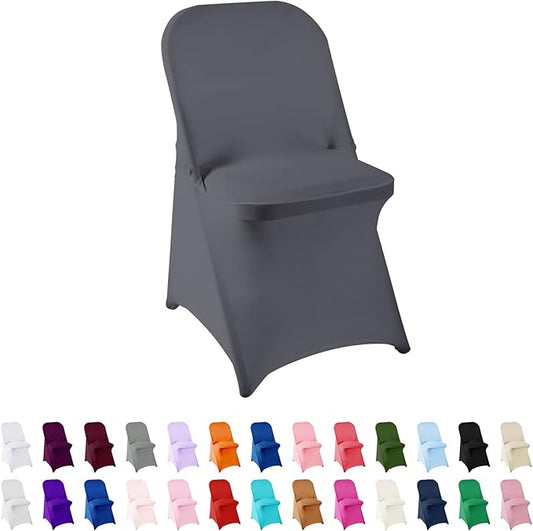 Spandex Chair Cover,12PCS,Living Room Folding Chair Covers,Removable Chair Covers Washable Protector Stretch Chair Cover for Party, Banquet,Wedding Event,Hotel(Gray)