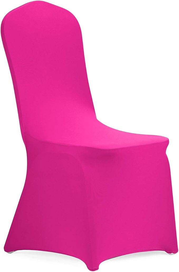Peomeise Stretch Spandex Chair Cover for Wedding Party Dining Banquet Event (Fuchsia, 25)