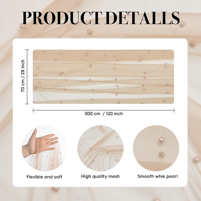 Artoid Mode Pearl Tan Gauze Table Runner 120 Inch 10FT, Seasonal Sheer Dining Holiday Wedding Birthday Baby Shower Table Decor for Home Party