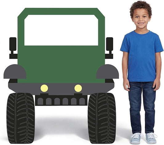 Briwooody 47" H 2026 VBS Safari Vehicle Cardboard Cutout Stand up Tropical Rainforest Car Photobooth Party Decoration Life Size Booth Prop for VBS Sunday School Backdrop Background Religious Party